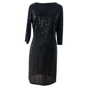 Black Sequin Midi Dress